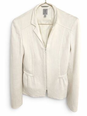 TRISTAN Cloud White Tailored Fit Blazer Stretch Zip Front Workwear Chic Size 4